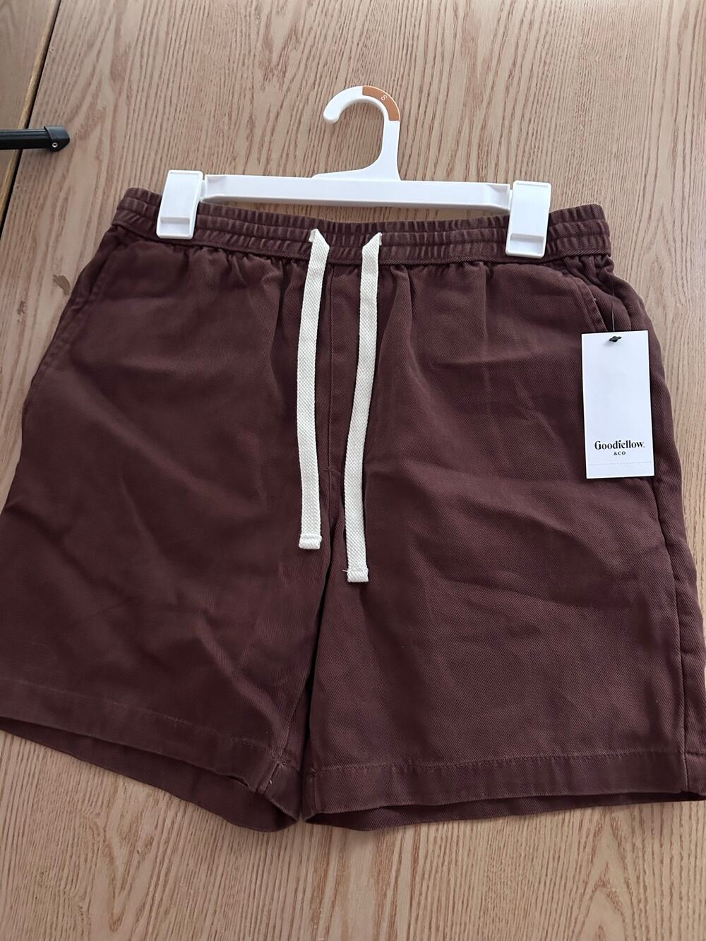 New Mens Goodfellow & Co Vintage Look Pull-on Shorts Brown Burg 7” Inseam Small